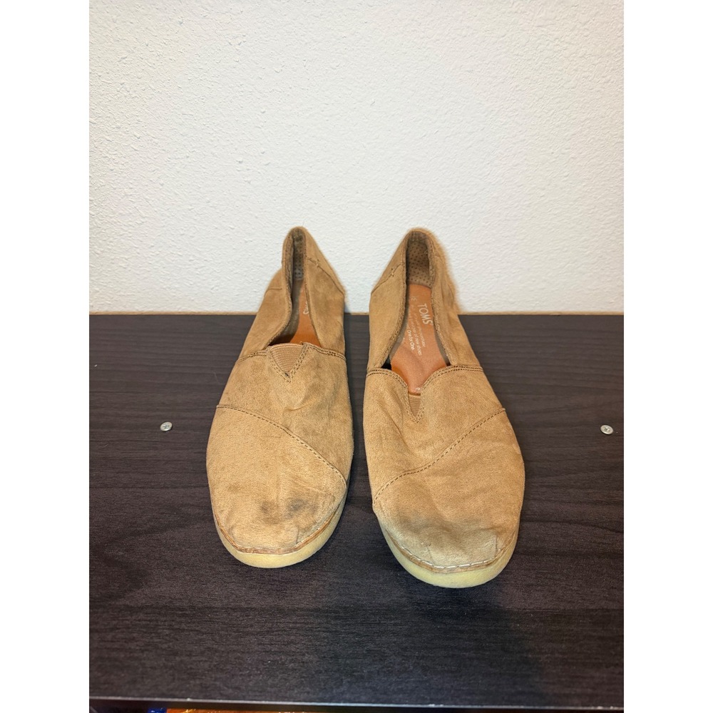 TOMS Tan Suede Classic Alpargata Slip On Flats Shoes Womens Size 8